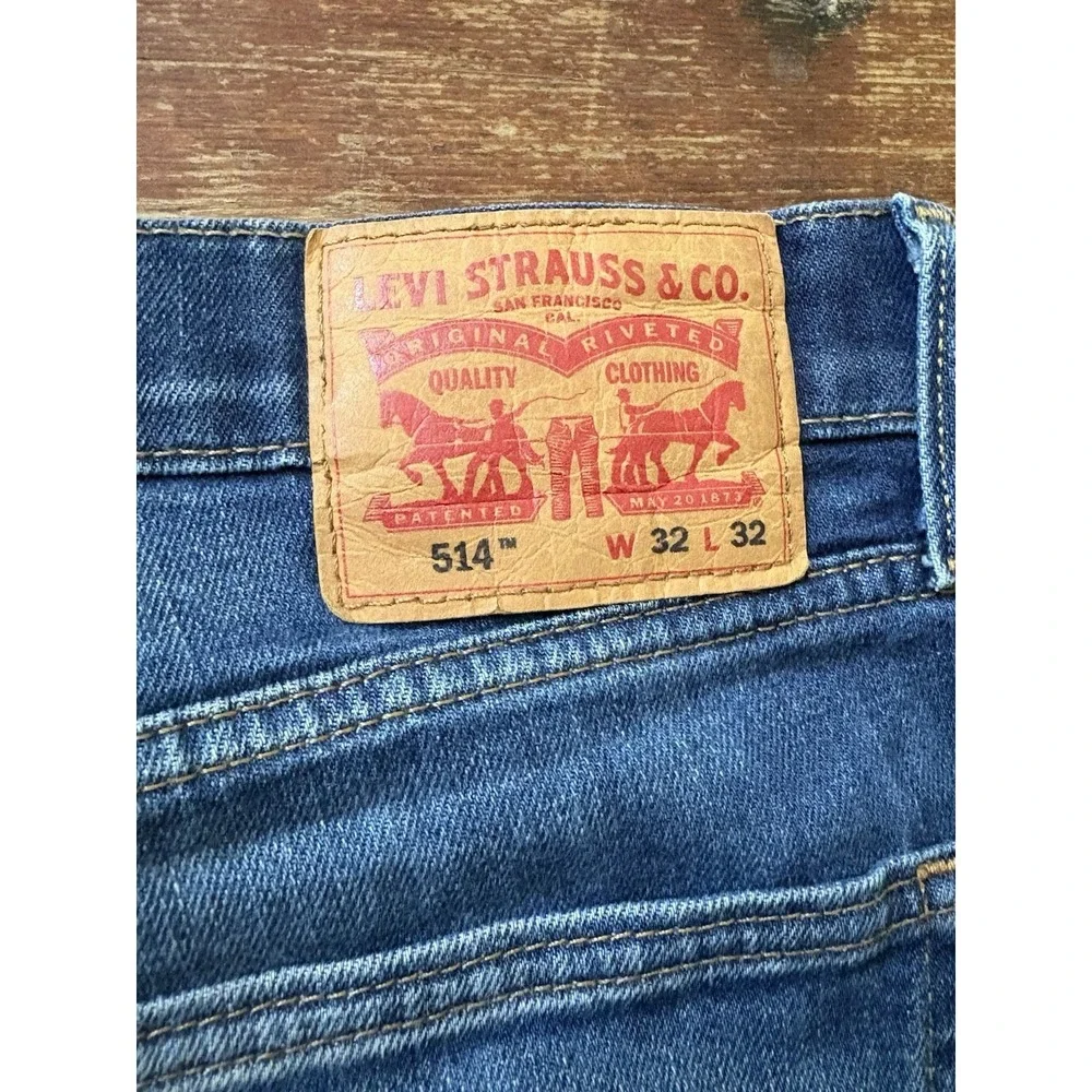 Levis 514 Straight Fit Dark Wash Indigo Denim Jeans Mens 32x32